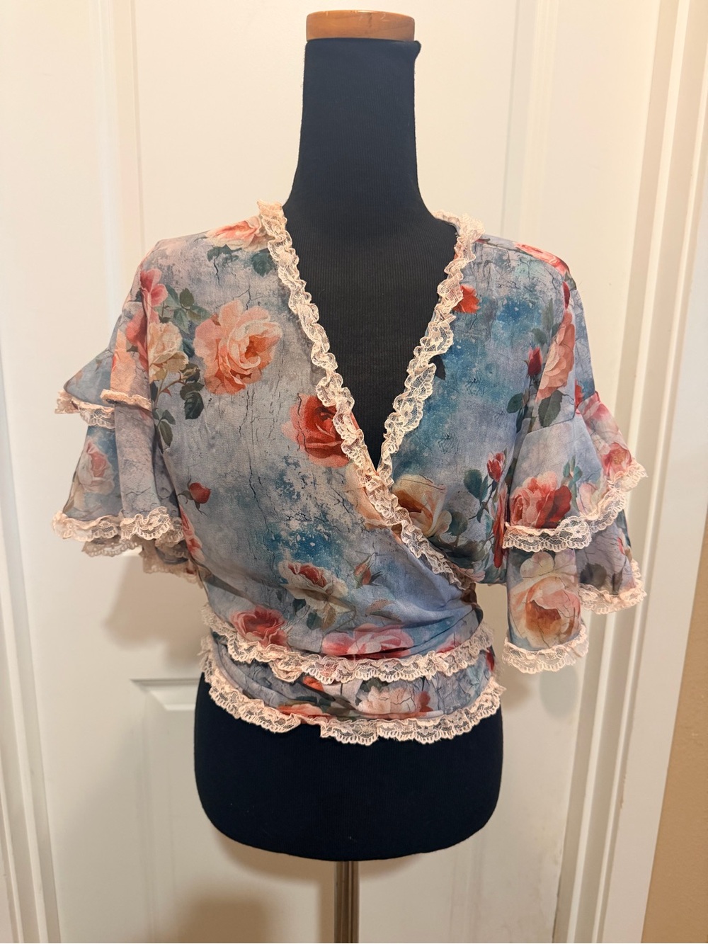 NEW! Dolls Kill Springtime Seductions Ruffled Blouse Current Mood SheerTop SZ XL
